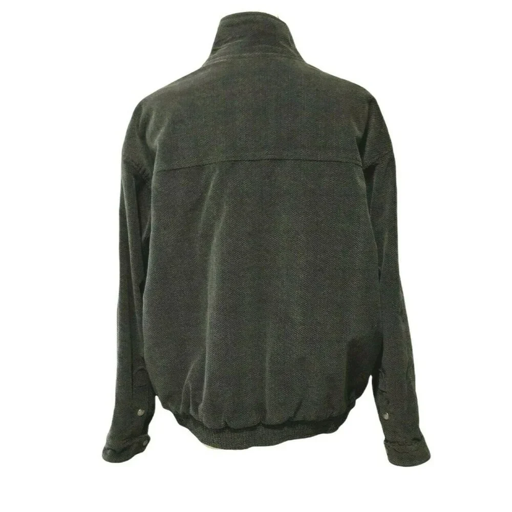 Avid Jacket Mens XL Coat Brown Bomber Tweed Combed Cotton Quilted Lining Vintage